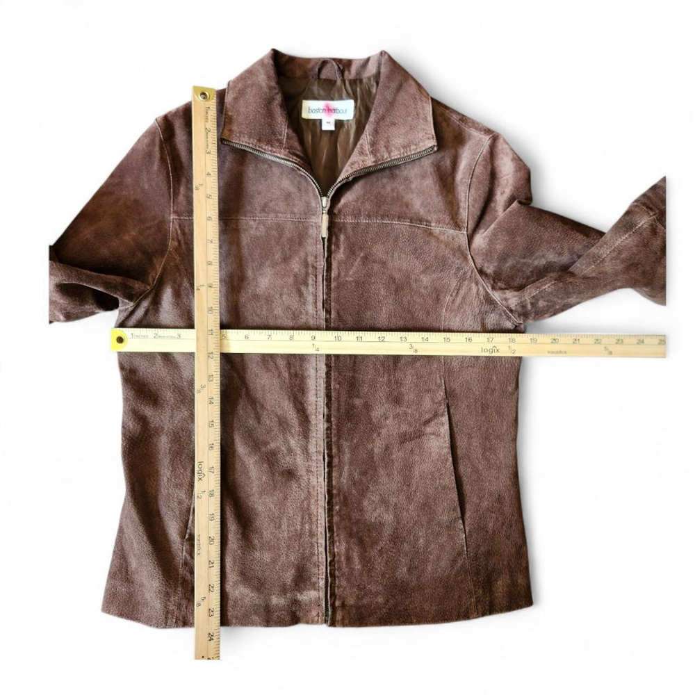 Boston Harbour Brown Suede Leather Jacket Women's M - Picture 5 of 7